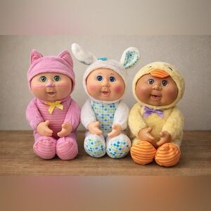 Cabbage Patch Kids Plush Dolls Lot of 3 Animal Costumes Bunny Cat Duck